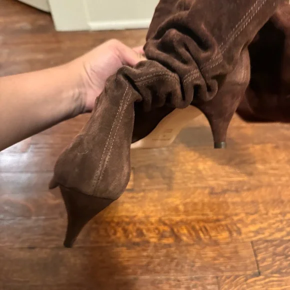 REFORMATION Rosie Mid Shaft Boots in Oak Suede